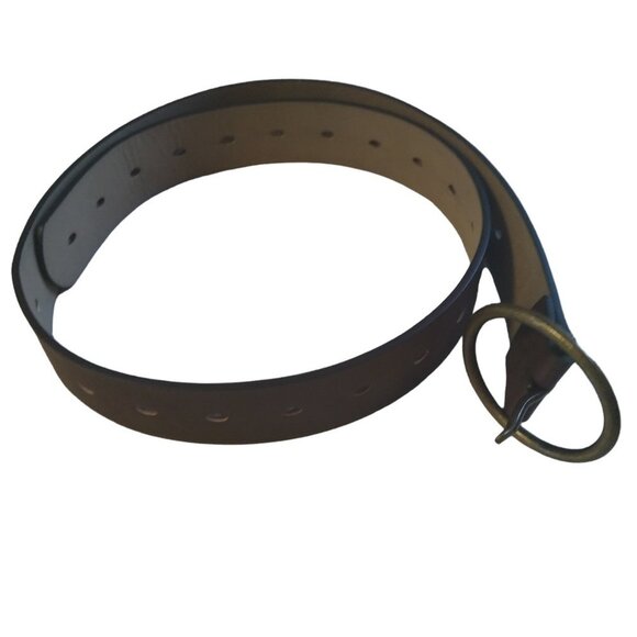 Women’s Small Brown Faux Leather Belt 1-1/2" Wide Classic Oval Buckle - Picture 1 of 5